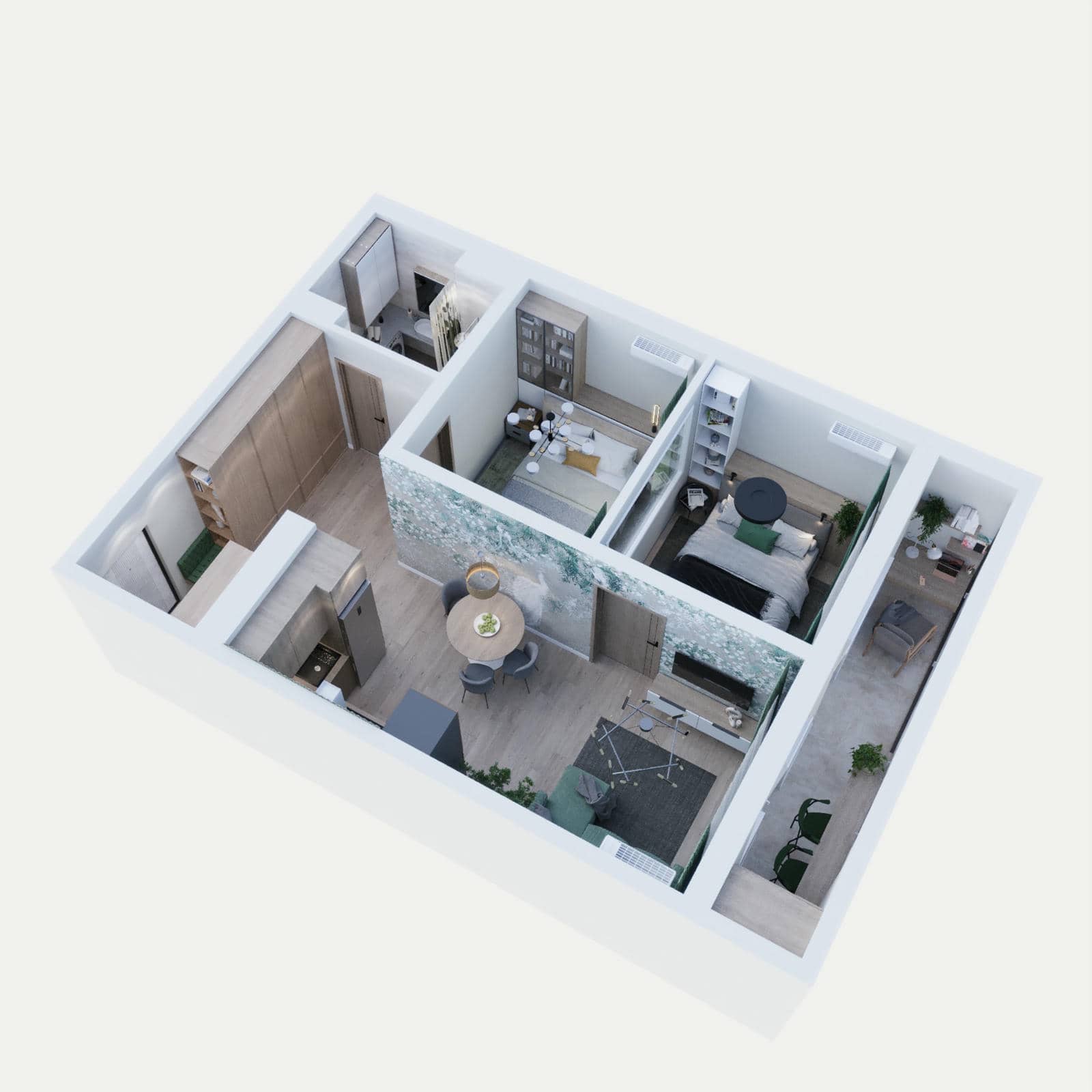 2 кк, 51,76 м², Вариант 1